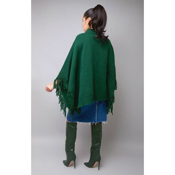 Taupe Stylish Draped Cape Poncho Cloak - Picture 5 of 9